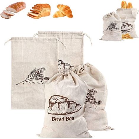 Lot de 2 sacs à pain non blanchis et réutilisables, parfaits pour les baguettes artisanales. Sacs à pain réutilisables pour boulangers amateurs. Sacs de conservation alimentaire couleur claire. (1/5)