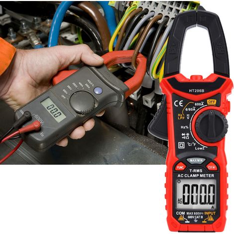 Pince ampèremétrique numérique miniature AC/DC HT206 pour la mesure de la tension, du courant alternatif et de la résistance (HT206B) (1/5)