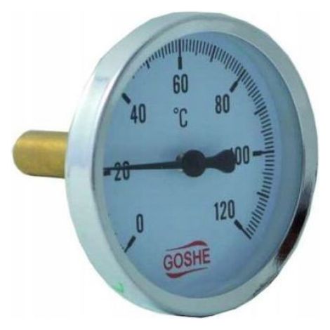 Thermometre Bimetallique - Axial TB100 - 0 À 120 °C - Raccord 1/2 Pouces - Diamètre 63 Mm - Précision Classe 2