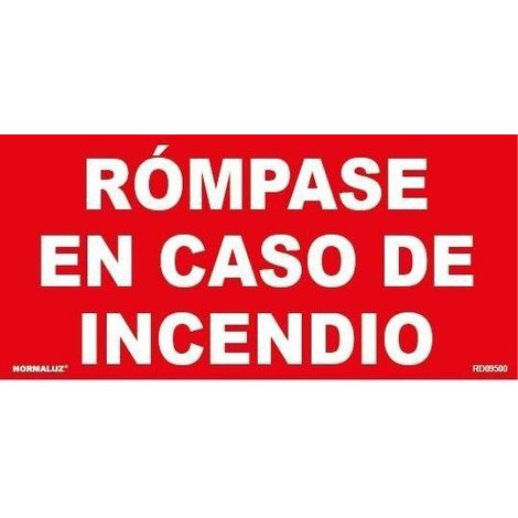 Señal de seguridad Rómpase En Caso de Incendio 190 x 90mm (Pack de 10) SEKURECO (1/2)