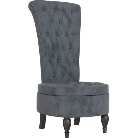 Chaise de salon，Chaise à dossier haut gris foncé velours conception de bouton CFW40487 (1/5)