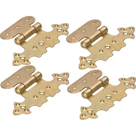 KOTARBAU Lot de 4 charnières décoratives pour armoire asymétriques rétro en laiton doré antique (1/5)