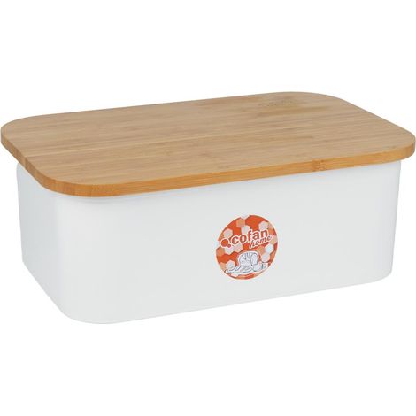 Panera con tapa de bambú 36 x 24 x 13 cm, capacidad de 6,5 litros, diseño elegante. (1/4)