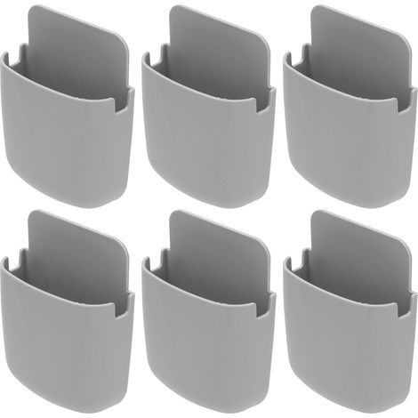Lot de 6 boîtes de rangement télécommandes grises, murales pour chevet, étagère suspendue pour téléphone et accessoires. (1/5)