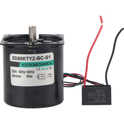 Moteur synchrone AC 60W XD80KTYZ 20 tr/min 220V avec arbre excentré, aimant permanent, faible vitesse, couple élevé (1/5)