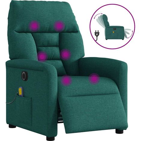 Massagesessel Elektrisch Dunkelgrün Stoff