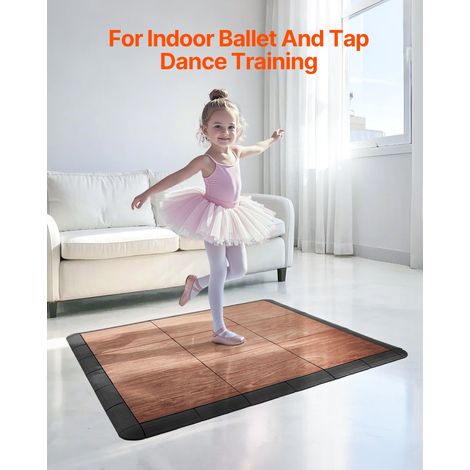 Montage rapide, dalles de sol emboîtables 9 pcs 0,8 m² avec base coussinée, effet chêne marron pour piste de danse (1/5)