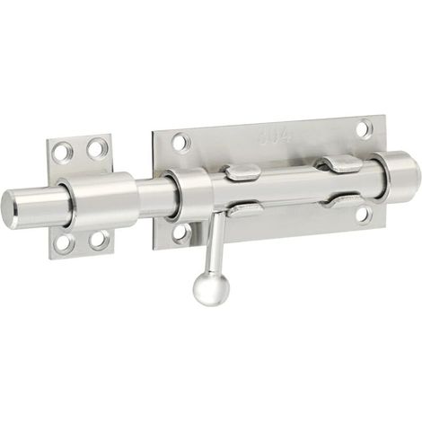 Lot de 2 verrous coulissants de 6 pouces, loquet de porte en acier inoxydable, verrou coulissant, cylindre argenté (1/4)