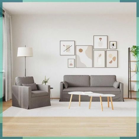 3407585 Canapé 2 pcs Taupe 198 x 78 x 80 cm tissu (1/5)