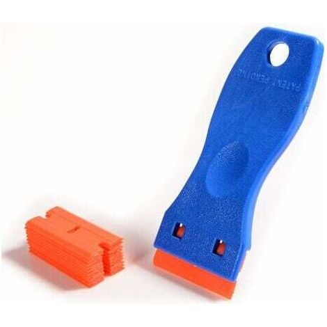 Grattoir pour Plaque Vitrocéramique Verre Plaque Grattoir avec 20 raclettes de en Plastique, pour enlever Les étiquettes，2 pcs (1/4)