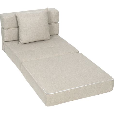 Fauteuil convertible chauffeuse éclairé 1 place avec coussin déhoussable beige