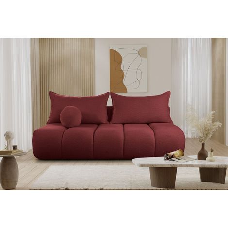 Schlafsofa Designersofa Sofa 3-Sitzer ANZIA in Stoff Ascot Bukla Rot (1/5)