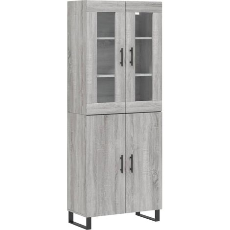 Buffet bahut commode armoire meuble de rangement organisateur cuisine salle de séjour salon haut sonoma 69,5 x 34 x 180 cm bois d'ingénierie gris