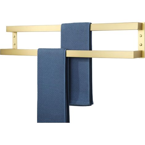 Porte Serviette Salle de Bain Double, 80 CM, en Acier Inoxydable 304, Porte Serviette Mural Cuisine Pratique et Durable, Agréable Support Serviette Salle de Bain, Doré (1/5)