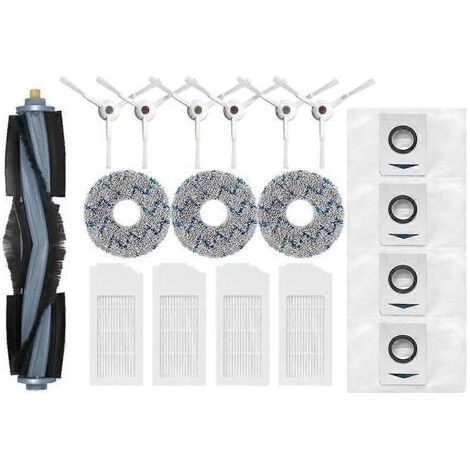 Kit d'accessoires compatible avec Ecovacs Deebot T10 Turbo et X1 Omni : brosse latérale, housse de filtre, chiffon et sac à poussière (1/5)