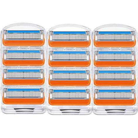 Rasoir pour femmes à 5 lames – compatible avec les rasoirs Gillette (5 lames, orange, 3 têtes (paquet de 12)) (1/4)