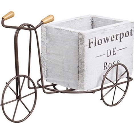 Pot de fleurs rétro en bois en forme de vélo, décoration intérieure (1/5)