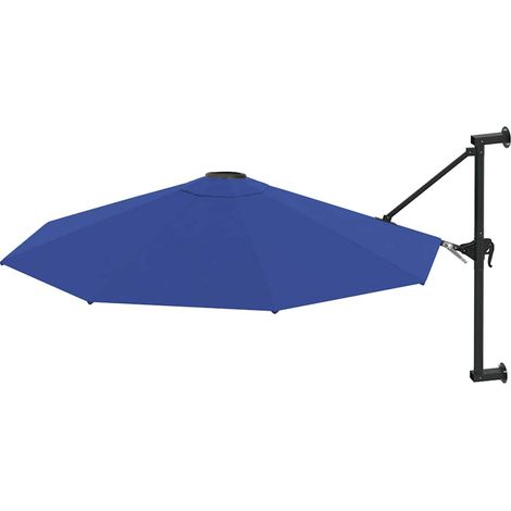 Parasol mural avec mât, Parasol pour Balcon Jardin Plage Terrasse, métallique 300 cm Bleu OIB7791E (1/5)