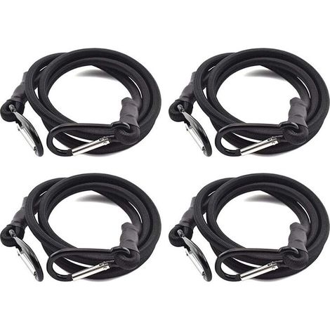 Cuerdas elásticas con ganchos, 4 unidades, negras, para portaequipajes (1 m) (1/5)
