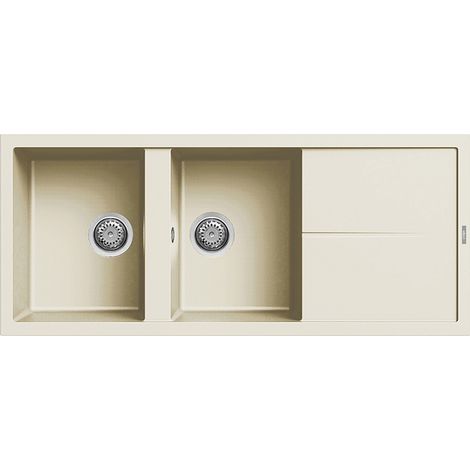 Lavello Elleci Incasso 2 vasche 116x50 Unico 500 Granitek Bianco Antico LGU50062 (1/5)