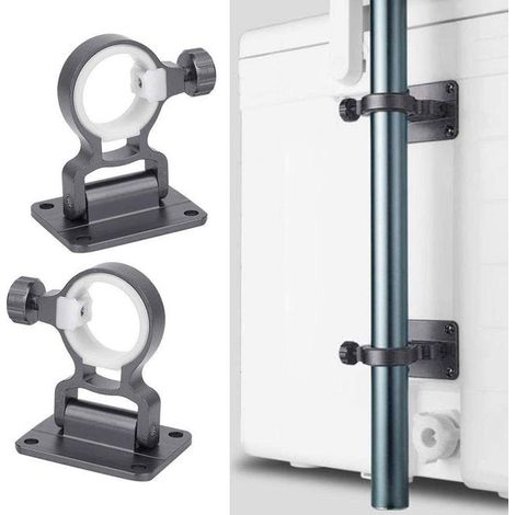 Set di due portaombrelli da pesca in alluminio, adatti per ringhiere da balcone - accessori per canne da pesca (1/4)