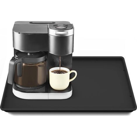 [JAMAIS UTILISÉ] Tapis de machine à café en silicone avec rebord, 50 x 38 cm, tapis de machine à café robuste pour comptoirs, plateau à café adapté sous les machines à café, machines automatiques, acc (1/4)