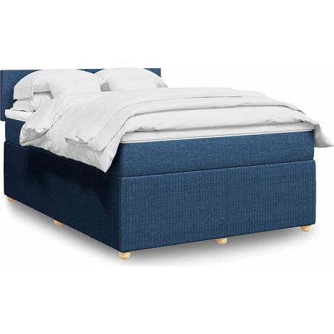 Boxspringbett mit Matratze Blau 140x200 cm Stoff
