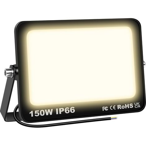 Projecteur LED Exterieur 150W, 15000LM Spot LED Extérieur Blanc Chaud 3000K, IP66 Etanche Eclairage Exterieur Lumière de Sécurité pour Patio, Jardin, Garage, Terrasse, Usine, Entrée