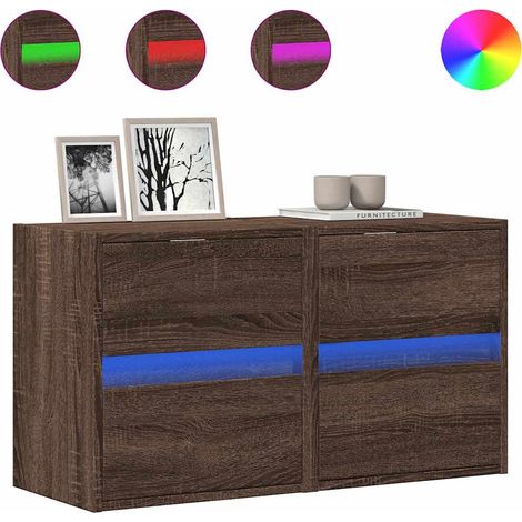Maison Exclusive - TV-Wandschränke LED-Beleuchtung 2 Stk. Eichen-
