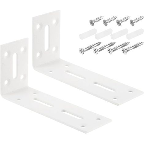 Équerres d'angle blanches, 2 pièces, 122,8 x 40 x 60mm, acier inoxydable, angle réglable à 90° pour meubles (1/5)
