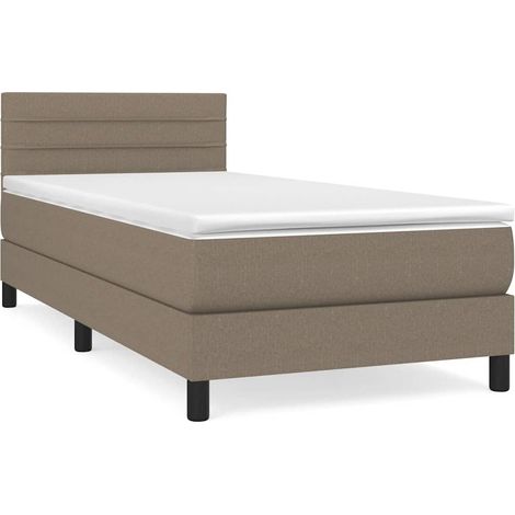 Maison Exclusive - Cama box spring con colchón tela gris taupe 90 (1/5)