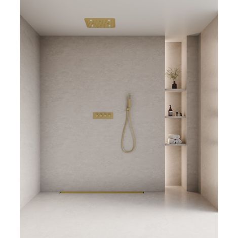 Ducha termostática LED de techo - Oro cepillado