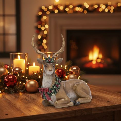 EDG Enzo De Gasperi Renna Natalizia H56x44x19 cm Nocciola – Decorazione di Natale (1/4)