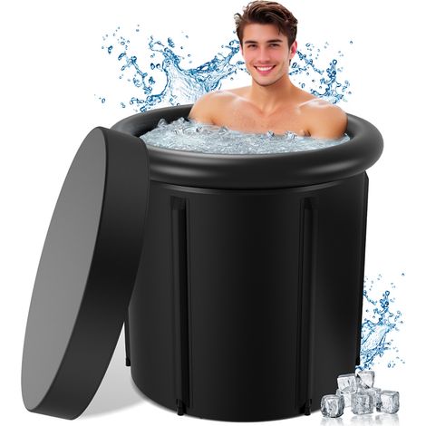Wolketon Bain glacé Ice bath 390 Litres Récupération Musculaire Sportif Boost le système immunitaire Ø 85 x H78 cm Spa gonflable