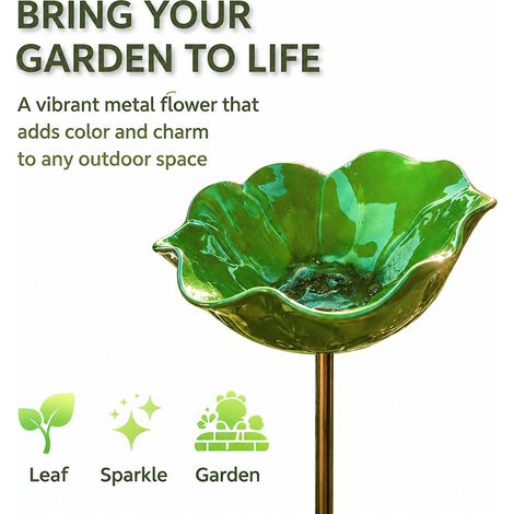 Abreuvoir à oiseaux en métal avec fleurs, moineaux de jardin faits main, abreuvoirs à oiseaux et mangeoires à insectes résistants à l'hiver, abreuvoirs à abeilles pour jardin et terrasse