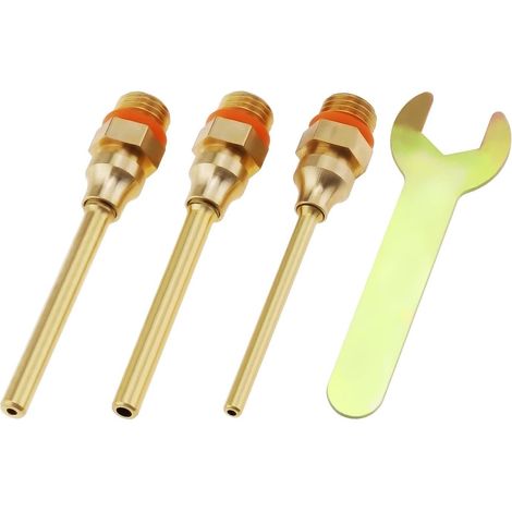 3pcs Hot Glue Gun Nozzles 3 Sizes 70mm Copper Glue Gun Nozzle with Wrench Assortment Kit for Home Repair DIY Craft Projects Brass (1/5)