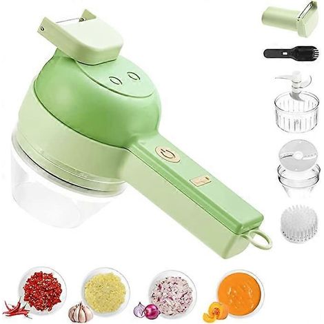 Hachoir à légumes électrique portatif 4 en 1, hachoir multifonction pour la cuisine, hachoir à légumes, hachoir à ail pour ail, oignons, légumes, viande, viande hachée (1/5)