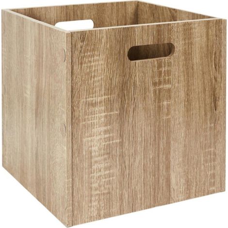 Paris Prix – Cube de rangement MDF 30x30cm – Forme carrée avec poignées – Adapté aux meubles à cases – Couleur naturelle (1/5)