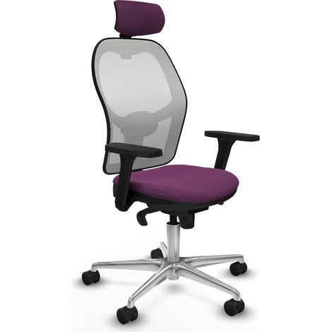 Jorquera sincro malla blanca similpiel morado brazos 3D base aluminio cabecero 2D ruedas 65mm nailon (1/5)