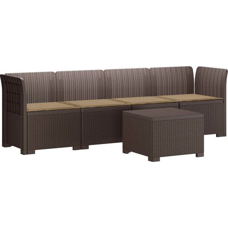Maison Exclusive - 4-Sitzer Gartensofa mit Kissen Rattan Look PP (1/5)