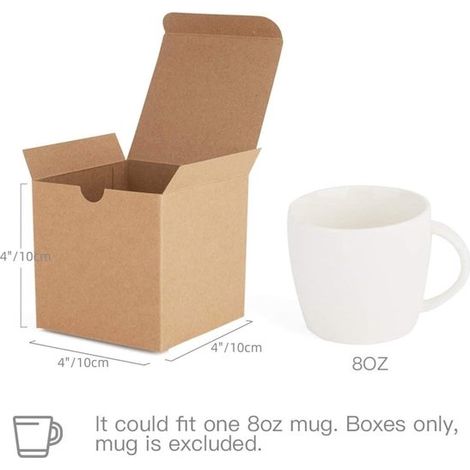 50 cajas de regalo Kraft para cumpleaños, baby showers, bodas y más - 10 x 10 x 10 cm (1/5)
