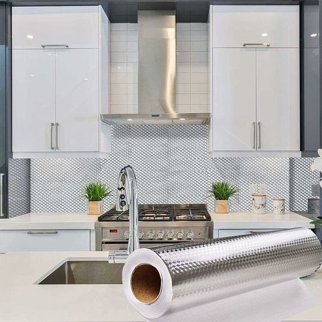Cuisine preuve d'huile autocollant étanche papier d'aluminium cuisine cuisinière armoire tiroir auto-adhésif papier peint,--Lefou (5M40CM) (1/5)