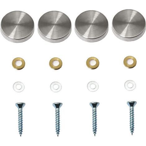 Lot de 4 vis décoratives pour miroir, capuchons décoratifs pour clous, vis décoratives en acier inoxydable poli pour miroirs, armoires ou meubles en verre(0,79"/20 mm) (1/5)
