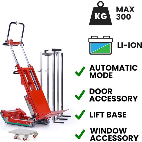 Carretilla sube escaleras eléctrica Skipper Lift para carpintería con elevación de carga batería de litio base con ruedas 300 kg (1/5)