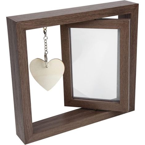 Cadre photo double face rotatif en bois pour immortaliser vos souvenirs de famille. Porte-photos original et rustique pour bureau ou table. (1/5)