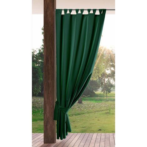Rideau Extérieur avec Onglet en Haut - 1 pc. Rideau Imperméable, Coupe-Vent, Rideau pour Pergola, Gazebo, Terrasse, Pavillon, 155x260 cm, Vert Foncé (1/5)