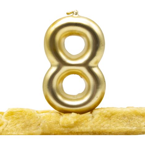 Numero 8 vela cumpleaños 6 cm Dorado (1/4)
