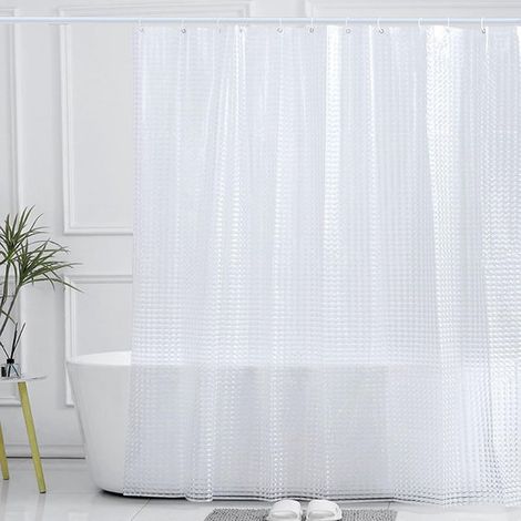 Cortina de baño de 180x200, cortina de ducha de PEVA antimoho, semitransparente, con estampado a cuadros.
