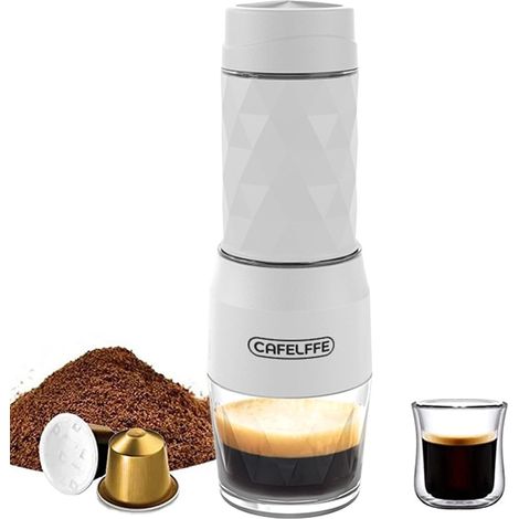 Machine café portable 18 bars capsules DG manuelle nomade blanc (1/5)
