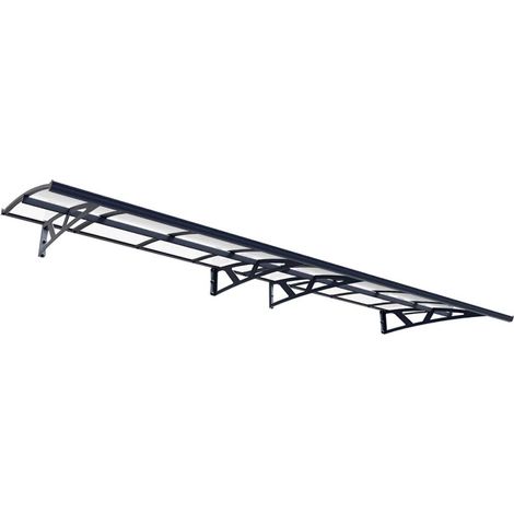 Patio Cover Amsterdam Door Awning Canopy 4460 Clear - Acrylic - L447 x W139 x H33 cm - Grey